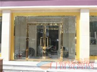 太原定做安装不锈钢玻璃门玫瑰金玻璃门
