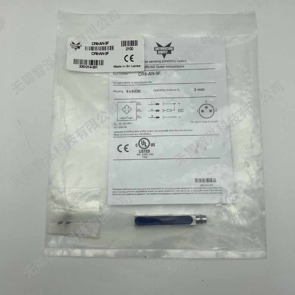 美国进口AutomationDirect电感式接近传感器CR8-AN-3